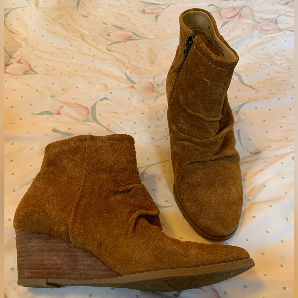 Suede wedge booties